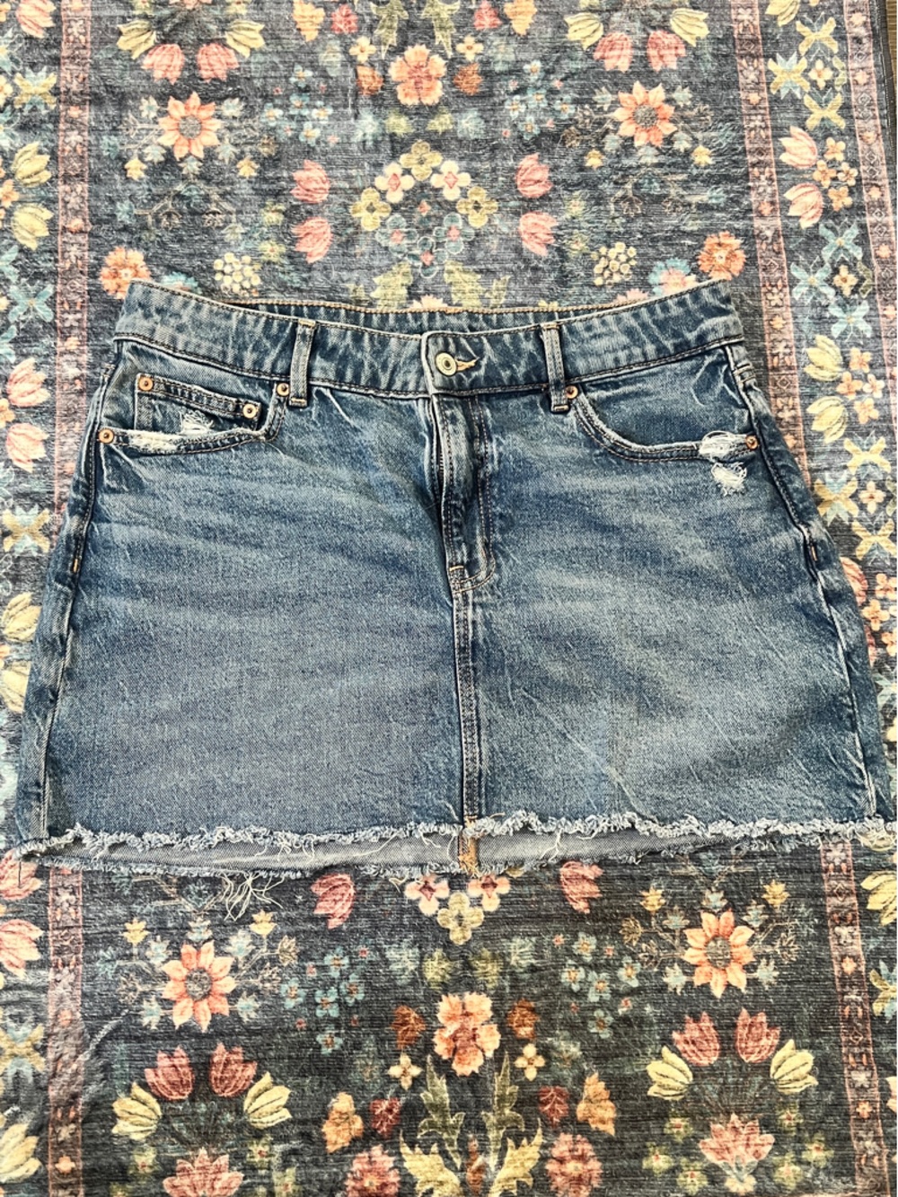 American Eagle Outfitters Distressed Blue Denim Mini Skirt